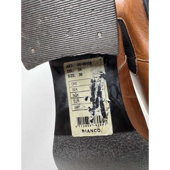 Bianco womens Ankle Boots Leather Block Heel Pointed Toe 38/8US - Picture 12 of 12